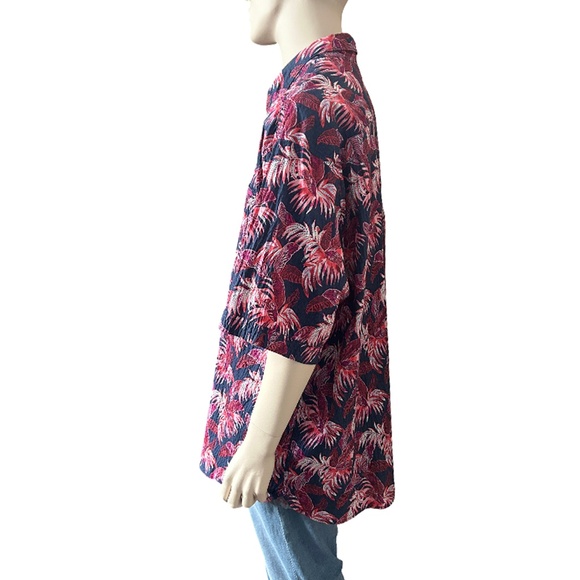 Tommy Bahama Hawaiian Shirt Fenu Fronds Tiki Camp Textured Cotton Floral Pattern - Picture 6 of 12